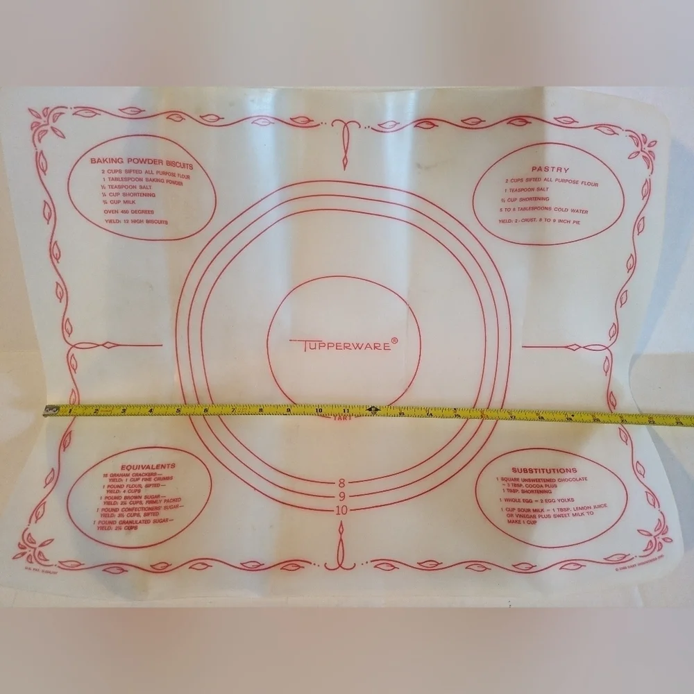 Vintage Rare Tupperware Pastry Pie Mat Red. 1965